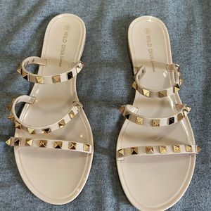 Wild Diva Studded Strappy Jelly Flats